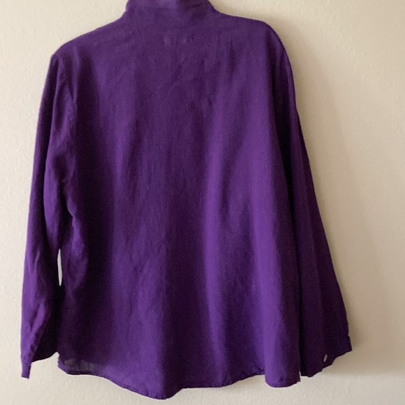 Flax  100% Linen Stand Collar Shirt - Picture 3 of 6